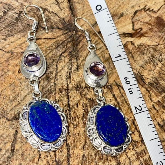 Lapis Lazuli Earrings 2 1/2” - Picture 6 of 9